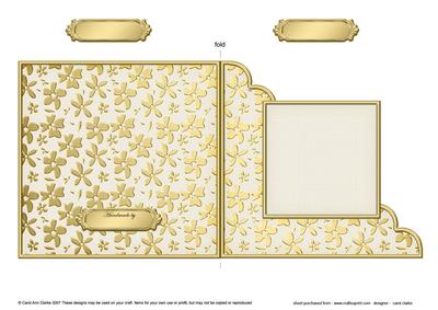 Gold Floral Cut and Fold Corner Card Plain Card Base