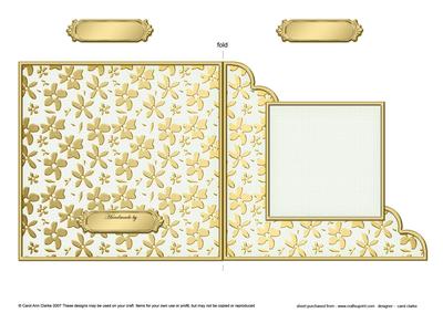 Gold Floral Cut and Fold Corner Card Plain Card Base