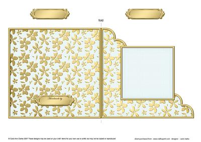 Gold Floral Cut and Fold Corner Card Plain Card Base