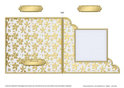 Gold Floral Cut and Fold Corner Card Plain Card Base