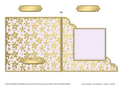 Gold Floral Cut and Fold Corner Card Plain Card Base
