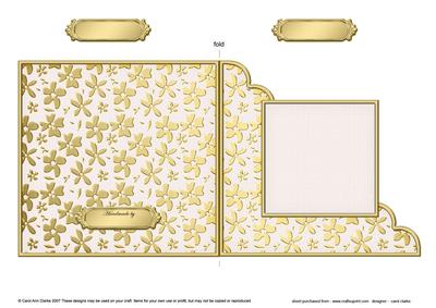 Gold Floral Cut and Fold Corner Card Plain Card Base