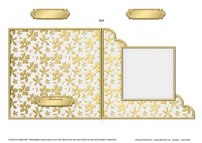 Gold Floral Cut and Fold Corner Card Plain Card Base