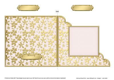 Gold Floral Cut and Fold Corner Card Plain Card Base