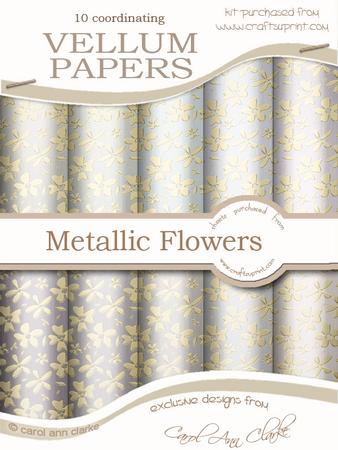 Gold Metallic Flowers Matching Vellum Kit