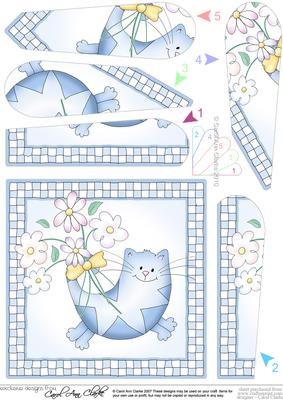Cute Cat Quick Card with Fan Pyramage Topper