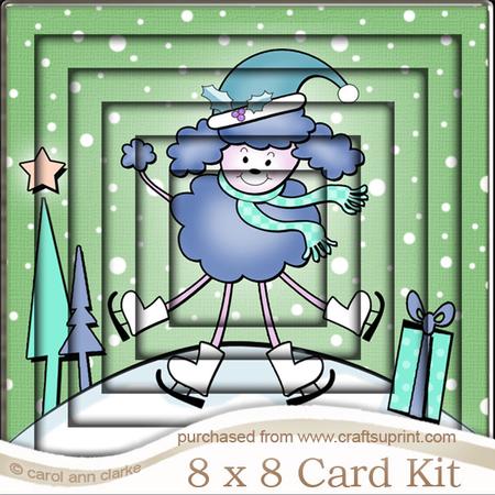 8 x 8 Cute Xmas Poodle Tunnel Card Kit