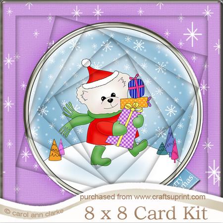 8 x 8 Xmas Teddy Twisted Tunnel Card Kit