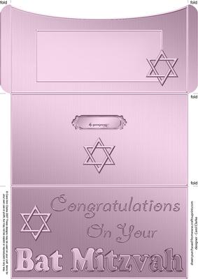 Bat Mitzvah Money or Gift Wallet and Card