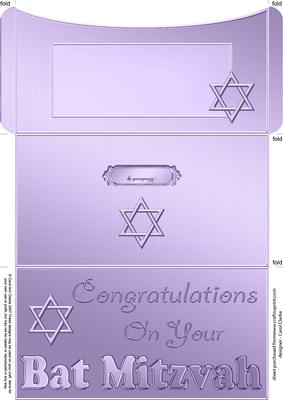 Bat Mitzvah Money or Gift Wallet and Card