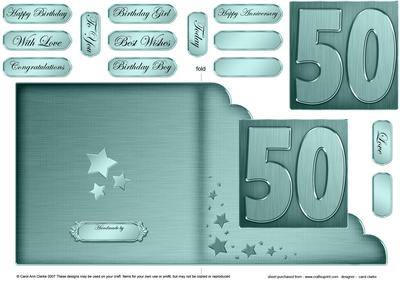 50th Metallic Age Cut and Fold Corner Card