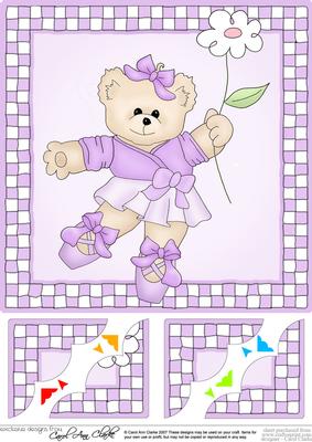 8 x 8 Ballerina Teddy Scalloped Corner Topper