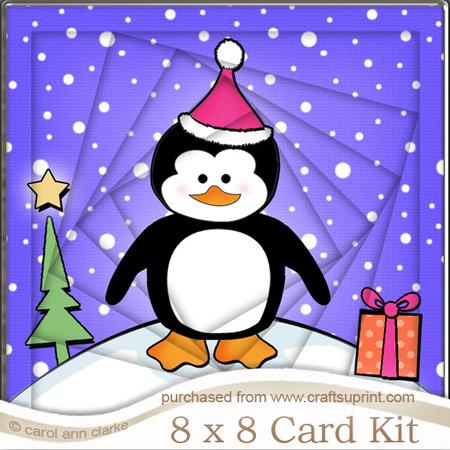 8 x 8 Cute Xmas Penguin Twisted Tunnel Card Kit