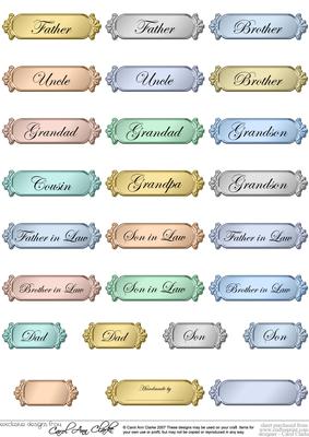 Male Metallic Relations Greetings Text Plates