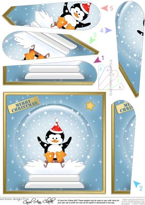 Cute Xmas Penguin Snowglobe Fan Pyramage Topper