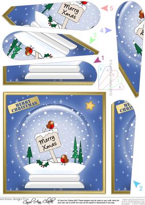 Cute Xmas Robins Snowglobe Fan Pyramage Topper