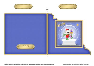 Xmas Teddy Snowglobe Cut and Fold Corner Card