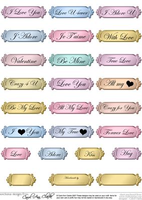 Metallic Love and Romance Greetings Text Plates
