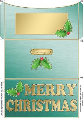 Elegant Christmas Holly Money or Gift Wallet and Card
