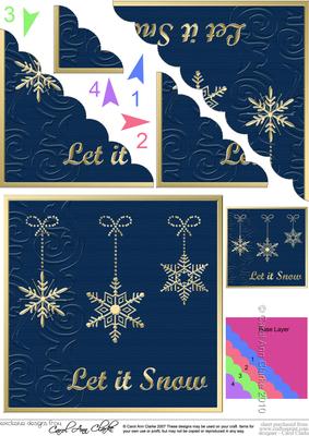 Xmas Snowflakes Scallop Corner Side Stacker Topper