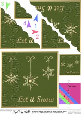Xmas Snowflakes Scallop Corner Side Stacker Topper