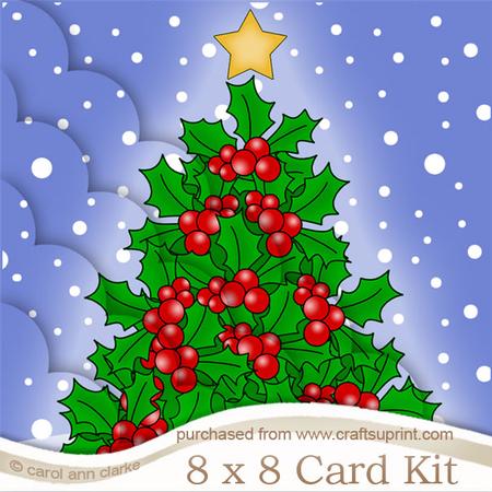 8 x 8 Christmas Holly Tree Scalloped Corner Kit