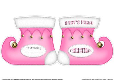 Baby Girls 1st Christmas Stocking Shaped Card