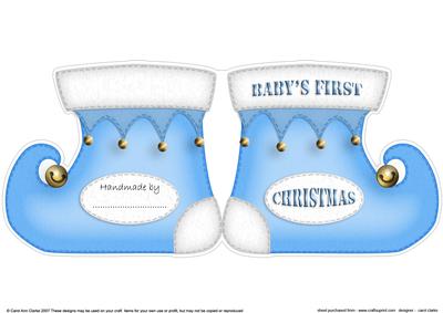 Baby Boys 1st Christmas Stocking Shaped Card