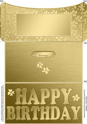 Elegant Birthday Flowers Money or Gift Wallet and Card