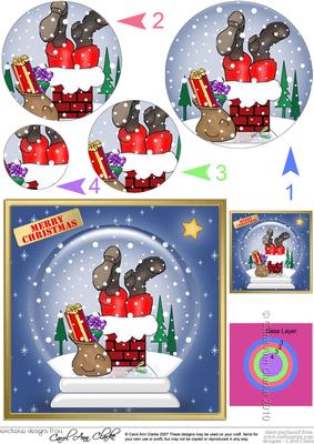 Santa Got Stuck!! Snowglobe Circle Pyramage Topper
