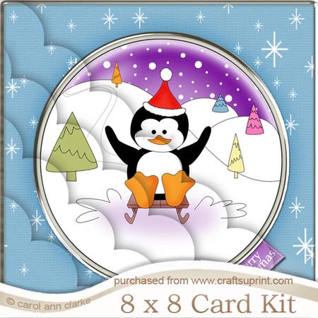8 x 8 Cute Xmas Penguin Kit with Scalloped Corners