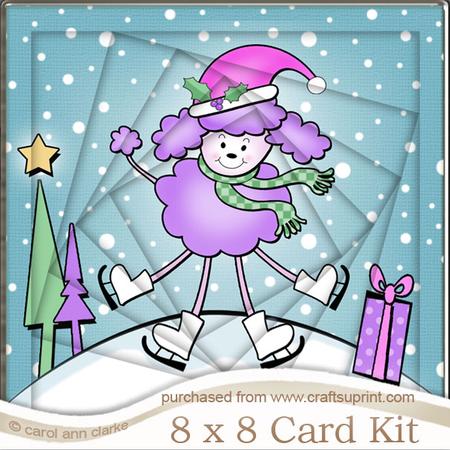 8 x 8 Cute Xmas Poodle Twisted Tunnel Card Kit