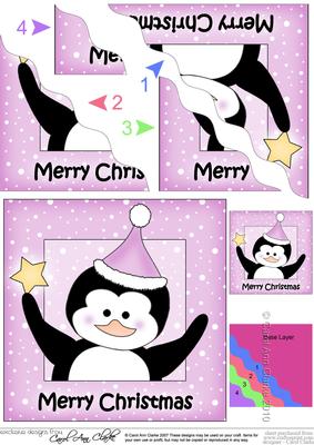 Christmas Penguin Wavy Corner Side Stacker Topper
