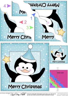 Christmas Penguin Wavy Corner Side Stacker Topper
