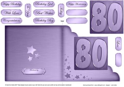 80th Metallic Age Cut and Fold Corner Card