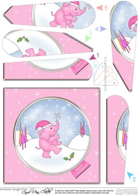 Cute Baby Xmas Elephant Fan Pyramage Topper