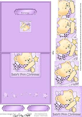 Cute Hunney Bear Rosie has a Christmas Star - No-Hole Easy Over the Edge Card & Spiral Pyramid Topper
