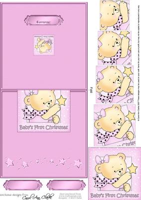Cute Hunney Bear Rosie has a Christmas Star - No-Hole Easy Over the Edge Card & Spiral Pyramid Topper