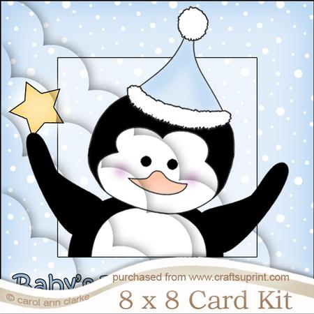 8 x 8 Penguin Baby's 1st Xmas Scalloped Corner Kit