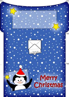 Xmas Penguin Money or Gift Wallet and Card