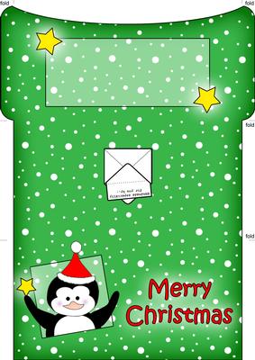 Xmas Penguin Money or Gift Wallet and Card