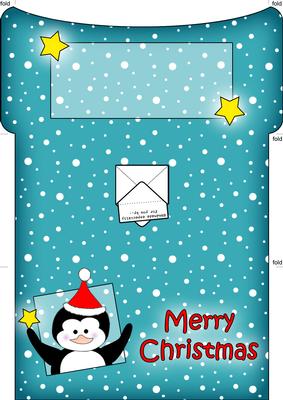 Xmas Penguin Money or Gift Wallet and Card