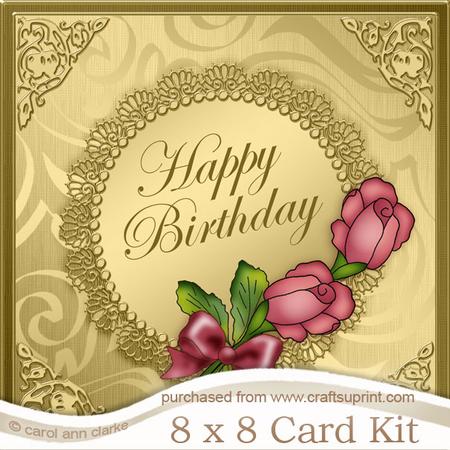 8 x 8 Roses and Metallic Lace Kit with 3D Decoupage
