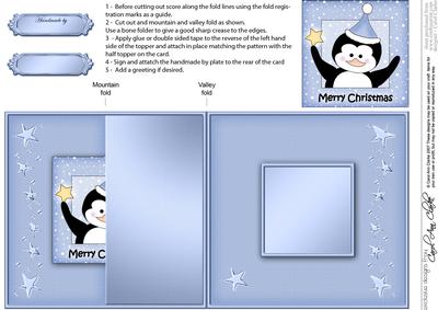 Cute Christmas Penguin - No-Hole Fold Back Card