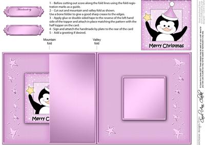 Cute Christmas Penguin - No-Hole Fold Back Card