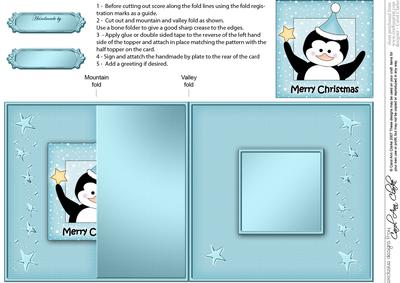 Cute Christmas Penguin - No-Hole Fold Back Card