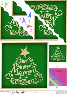 Merry Christmas Tree Scallop Corner Side Stacker Topper