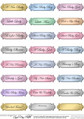 Metallic Baby Greetings Text Plates