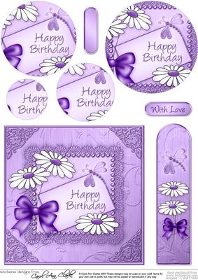 Daisies on Metallic Lace Quick Card with Circle Pyramage