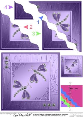 Diamante Dragonflies Wavy Corner Side Stacker Topper
